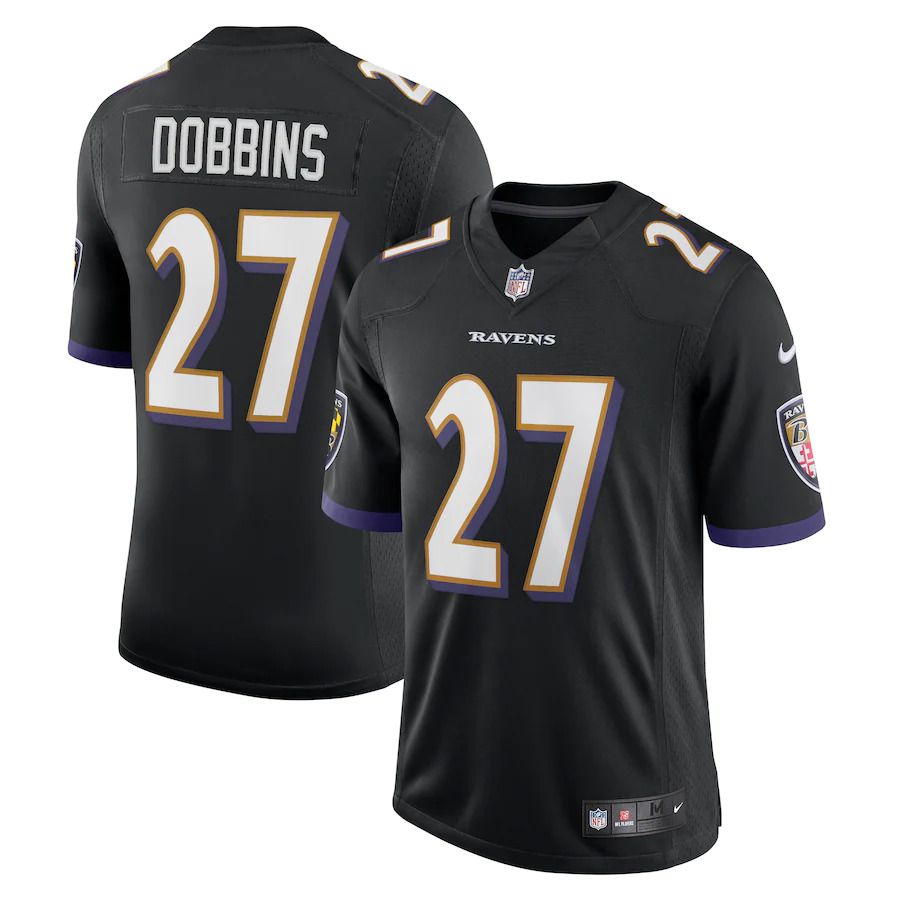Men Baltimore Ravens 27 J.K. Dobbins Nike Black Vapor Limited NFL Jersey